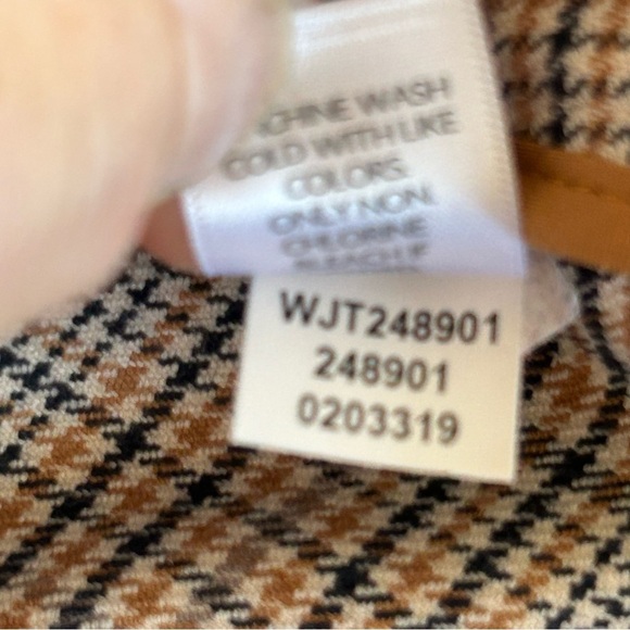 J JILL Jacket Blazer Houndstooth Plaid Tan Navy Oversized Trendy Size L NWT - Picture 9 of 14